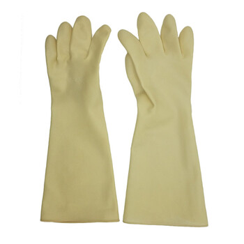 路宁 加长耐酸碱手套 工业乳胶橡胶手套 乳白色 45cm