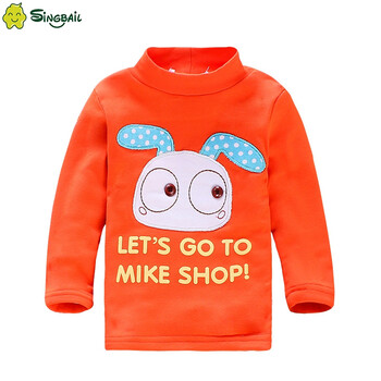 singbail童装 宝宝加绒T恤 婴儿加绒棉上衣打底