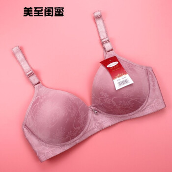 美至闺蜜中老年印花文胸大码内衣薄杯健康舒适无钢圈地摊货源 豆沙 90