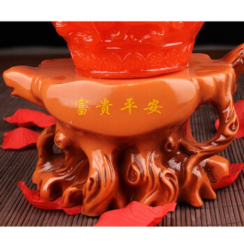 
                                        聚宝盆摆件富贵平安牡丹花瓶客厅家居装饰品新房博古架工艺品摆件树脂艺术品风水装饰 大号仿玉富贵平安                