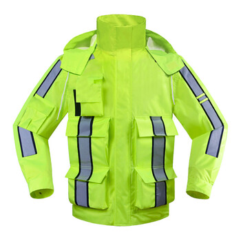 谋福 CNMF80162 执勤反光制服雨衣 荧光绿摩托车电动车路政警示服 男女分体反光骑行套装 QX01 XL 175可定制