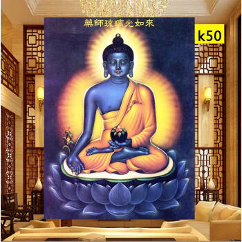 数字油画diy油彩画手绘财神客厅观音菩萨人物金刚萨垛佛像装饰画sn