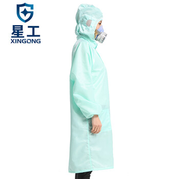 星工（XINGGONG）防静电服 防尘大褂 无尘洁净防护服连帽印字定制 4XL码绿色XGJ-6