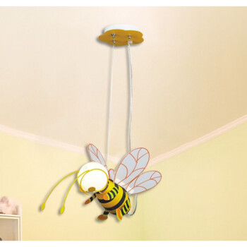 卡通田园蜜蜂吊灯个性灯具创意蜜蜂单头吊灯田园卧室灯 黄色小蜜蜂