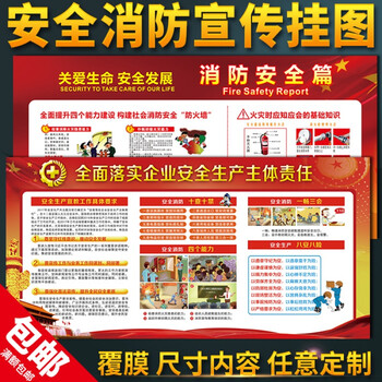 消防安全制度海报2017年安全生产月主题安全月生产宣传画挂图标语 50