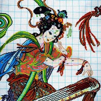 A KS十字绣敦煌飞天七仙女十字绣新款客厅大画飞天供养系列人物100精准印花满绣 W1443精准印花