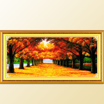 金字塔十字绣黄金满地2米客厅大画山水风景画黄金大道钻石画 第三版埃及长绒棉线