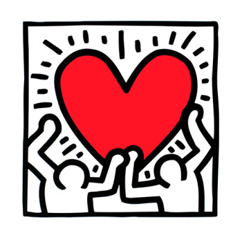 经典挖掘机凯斯哈林keith haring 爱心小人 现代简约装饰画挂画 1 30*