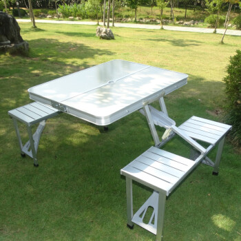 户外桌椅折叠便携摆摊折叠桌野餐加厚户外桌 银色