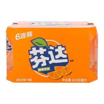 芬达fanta橙味 橙汁 汽水饮料 碳酸饮料 330ml*6瓶整箱装