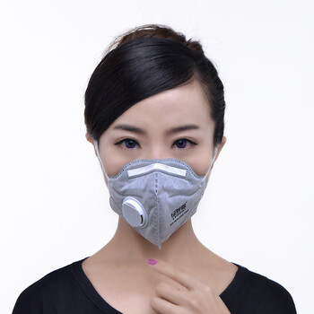 绿之源 绿呼吸N95折叠型口罩防颗粒物呼吸器 有呼气阀 灰色5只/盒
