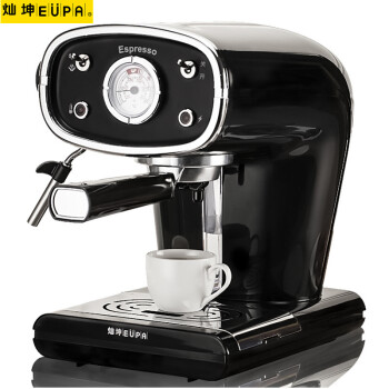 灿坤（EUPA） 咖啡机家用 15Bar意式半自动咖啡机办公室用 直观温度表 蒸汽大小可调 黑色