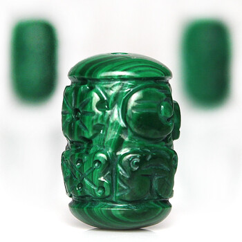 乙木乙水乙石 雕刻珠天然孔雀石桶珠散珠