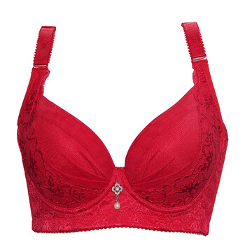 首创养护内衣 深V性感<em>胸罩</em> 调整型聚拢<em>文胸</em> 红