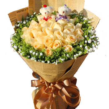 鹊缘鲜花店全国配送鲜花速递33朵玫瑰花上海