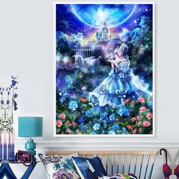 列星 魔方圆钻十字绣 diy新款钻石画 满钻钻石绣 卡通人物梦幻星空下