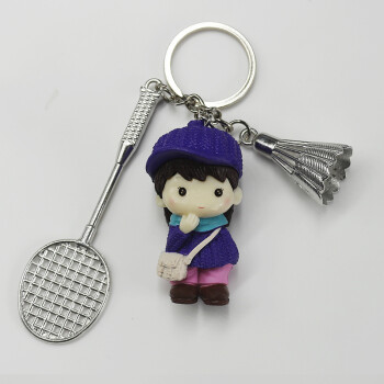 群力（kunli）羽毛球钥匙扣金属钥匙扣娃娃钥匙扣礼品 男娃娃（紫色衣服）