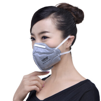 绿之源 绿呼吸N95折叠型口罩防颗粒物呼吸器 有呼气阀 灰色5只/盒