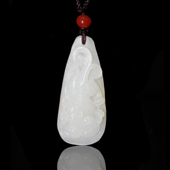 玖色珠宝城 玖色 钰福苑 和田带皮籽料白玉吊坠