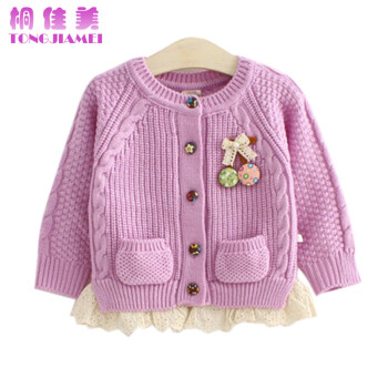 2020春季新品 童装女童毛衣针织开衫外套2女宝宝毛线衣1-2-3岁 紫色