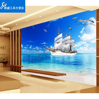 定制无缝大型壁画自然风景海景客厅电视背景墙墙布3d5d立体墙纸 8d