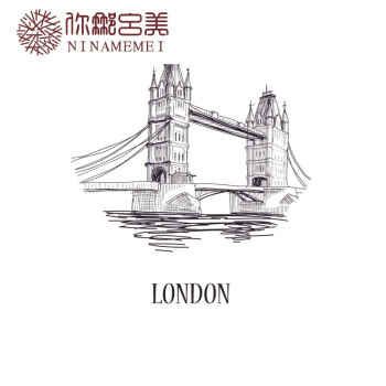 建筑装饰画现代简约餐厅素描手绘建筑装饰画美式挂画无框画 伦敦大桥