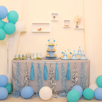 儿童生日派对创意宝宝公主主题派对甜品台装饰周岁生日布置用品 蓝色