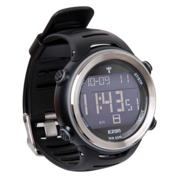 EZON宜准电波表运动手表户外手表多功能手表防水手表电子手表L002A01黑