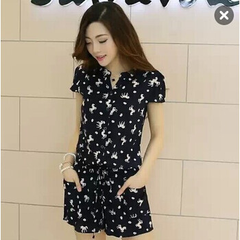 <em>美</em>舒儿连体裤 女 夏<em>短裤</em>夏季<em>女装</em>碎花短袖连体