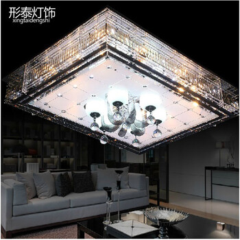 形泰   客厅灯现代简约长方形LED水晶灯不锈钢卧室吸顶灯 不含灯泡