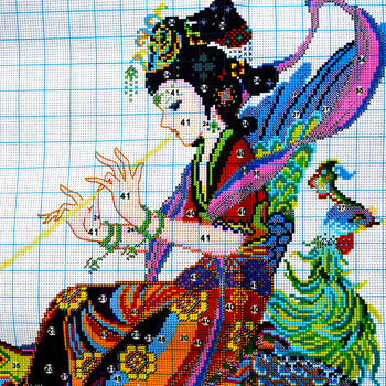 A KS十字绣敦煌飞天七仙女十字绣新款客厅大画飞天供养系列人物100精准印花满绣 W1443精准印花