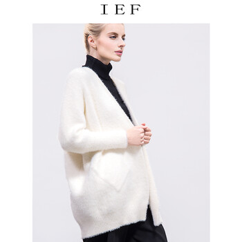 <em>爱依服</em>IEF2015冬装<em>针织</em>衫女<em>外套</em>宽松百搭中长