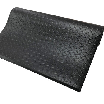 爱柯部落 单层经济型警示防滑地垫 防滑垫 PVC抗疲劳脚垫 黑色 整卷9mm*1800cm*60cm 可定制