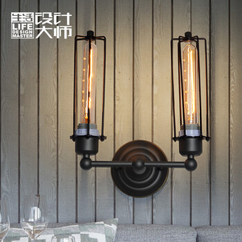 生活设计大师灯具美式乡村复古欧式简约现代楼梯走廊过道 长铁架双壁灯