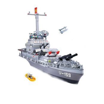 邦宝男孩礼物 军舰拼插积木儿童玩具船航母雷