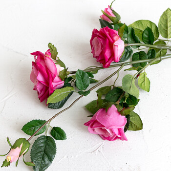 仿真玫瑰花落地假花客厅摆放花卉餐桌套装仿真花束装饰花 玫红色 1支
