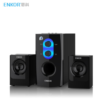 恩科（ENKOR）E60B 电脑多媒体笔记本木质蓝牙音箱 2.1组合音响低音炮支持U盘SD卡 黑色