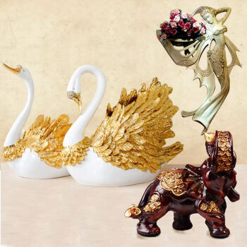 
                                        欧式摆件装饰品摆件客厅工艺品摆设天鹅摆件 天鹅白金A款 小号                