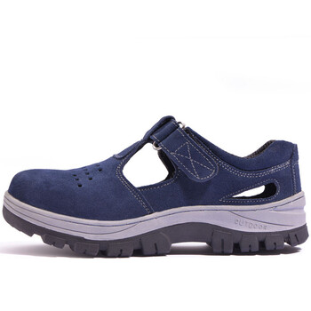 老管家 劳保鞋 男074钢包头钢底板防砸防刺穿透气橡胶底耐磨工作鞋 蓝色 42