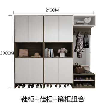 北欧门厅柜玄关柜多功能入门穿衣镜衣帽柜简约现代换鞋凳鞋柜 鞋柜