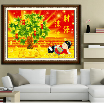 A KS钻石十字绣满钻5D钻石画钻石绣财神贴钻画摇钱树财源滚滚招财进宝钻石秀钻粘画圆钻客厅 AKS货号Z071(MK1157) 长0.86米*宽0.57米
