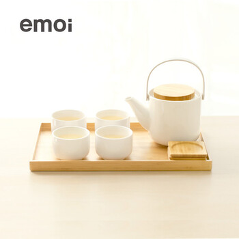 新品| emoi基本生活 竹盖陶瓷茶具套装 五件套H8933