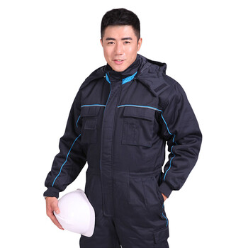谋福 CNMF 8687 连体耐低温工作服 保暖连体工装连体服 冷库防寒防冻服 工作棉袄（藏青色连体款）3XL