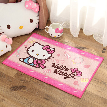 
                                        hello kitty系列 卡通地垫 加厚植绒包边浴室地垫客厅卧室门垫 KT猫地垫 大脸猫 54X60CM                