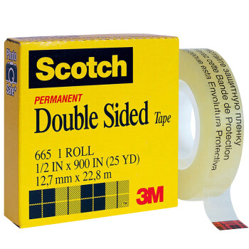 3M 思高 胶带 透明双面胶带 易撕透明 办公用品 12.7mm×22.8m 665