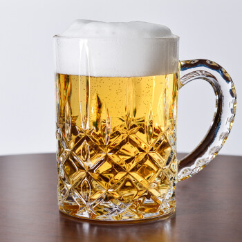 加厚无铅玻璃啤酒杯 带把大号扎啤杯黑啤杯创意个性酒具小麦酒杯400