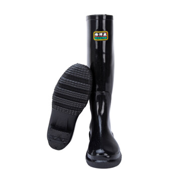 海洋鹿（HAI★YANG）雨鞋 男式黑色高筒雨靴 户外防水防滑水鞋胶鞋 44码