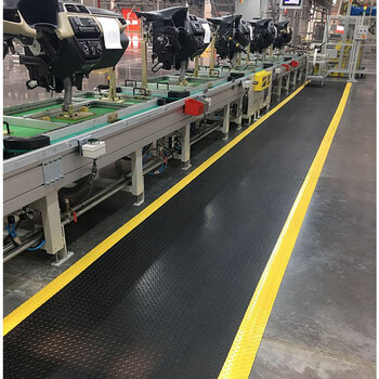 爱柯部落 单层经济型警示防滑地垫 防滑垫 PVC抗疲劳脚垫 黄黑色 9mm*90cm*60cm