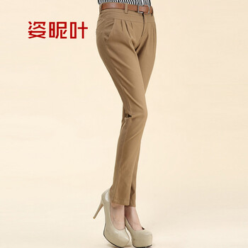 【支持货到付款】姿昵叶2016夏装新品 铅笔直筒哈伦裤正装长裤 送皮带 Y989 黑色 XL