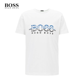 hugo boss【boss】男士运动休闲植绒logo的水手领短袖t恤50389696 100